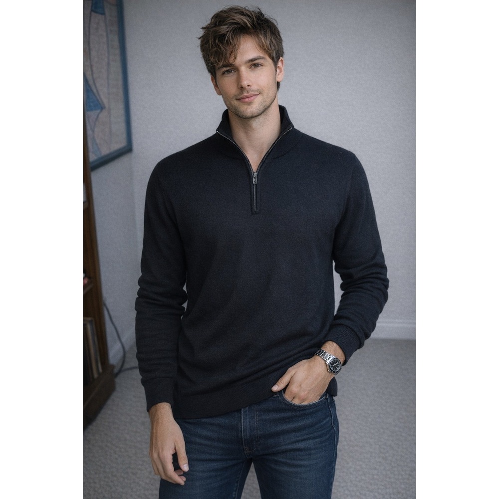 Pronto Uomo Extra Fine Merino Wool Sweater Men's‎ 2XLT Black Big Tall Pullover